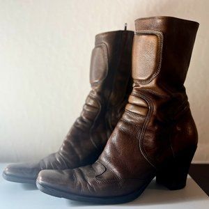 Miu Miu Distressed Leather Boots 39